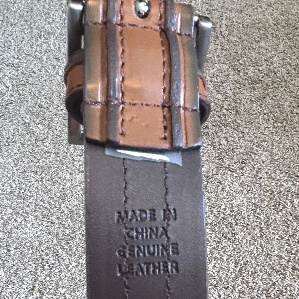 Florsheim Preppy Classic Cognac Brown Leather Dress Belt Silver Buckle SZ 50